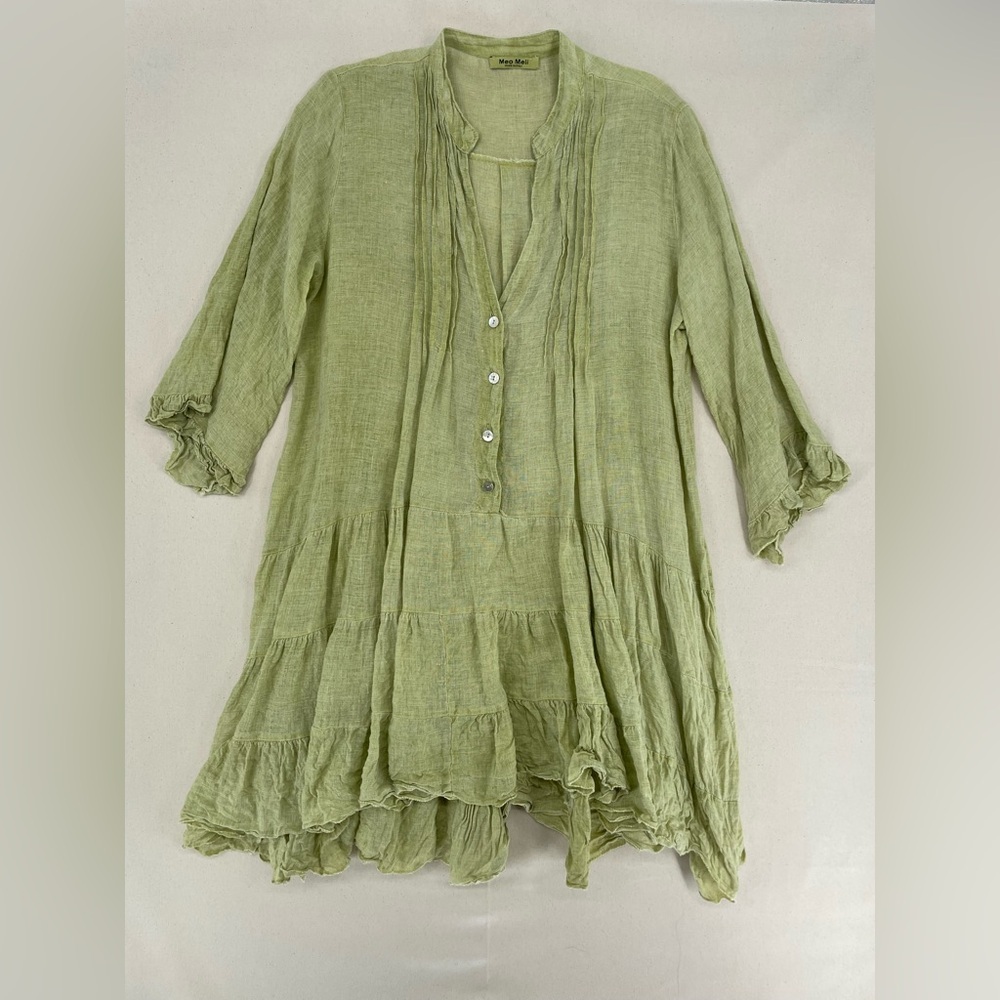 Meo Meli pintuck linen tunic dress